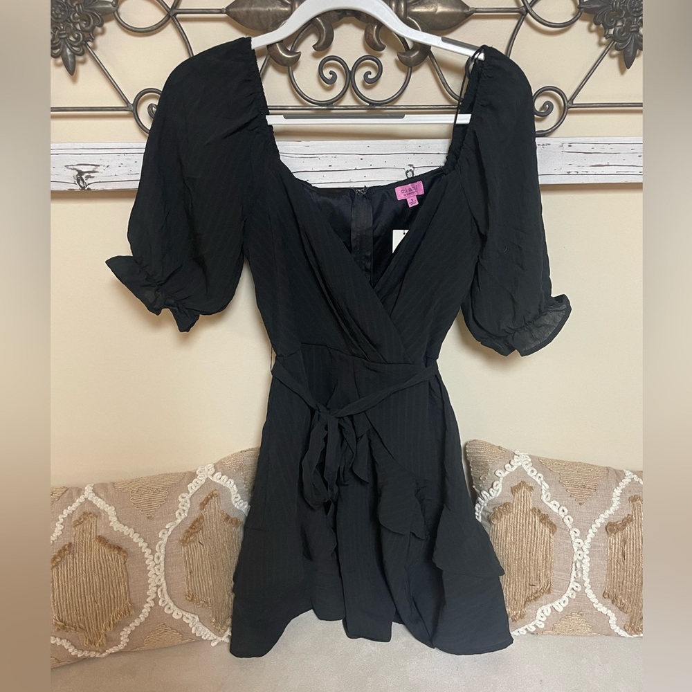 mi ami for Francesca’s Black Ruffle Dress, Size Small - Picture 3 of 9